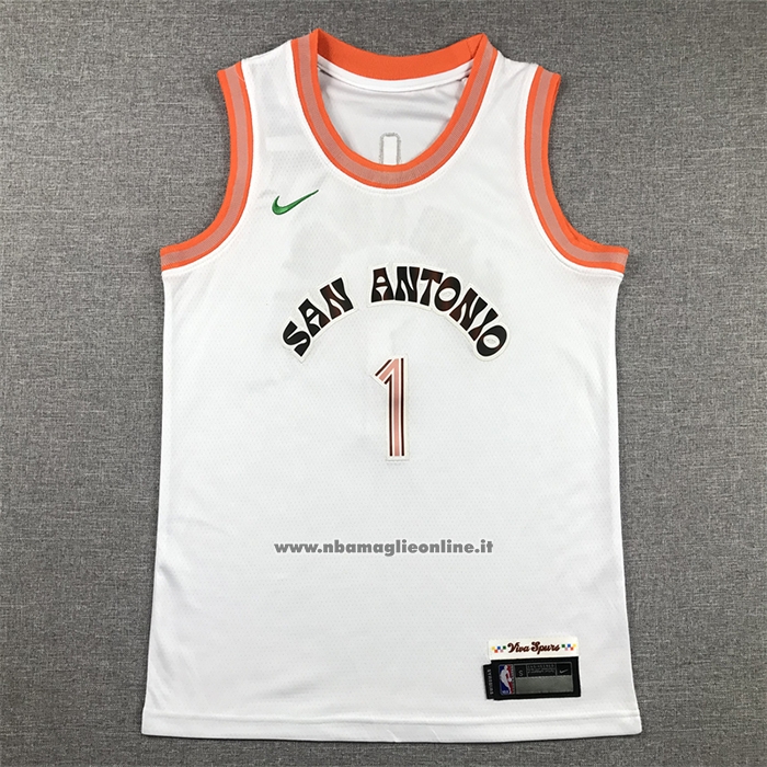 Maglia Bambino San Antonio Spurs Victor Wembanyama #1 Citta 2023-24 Bianco